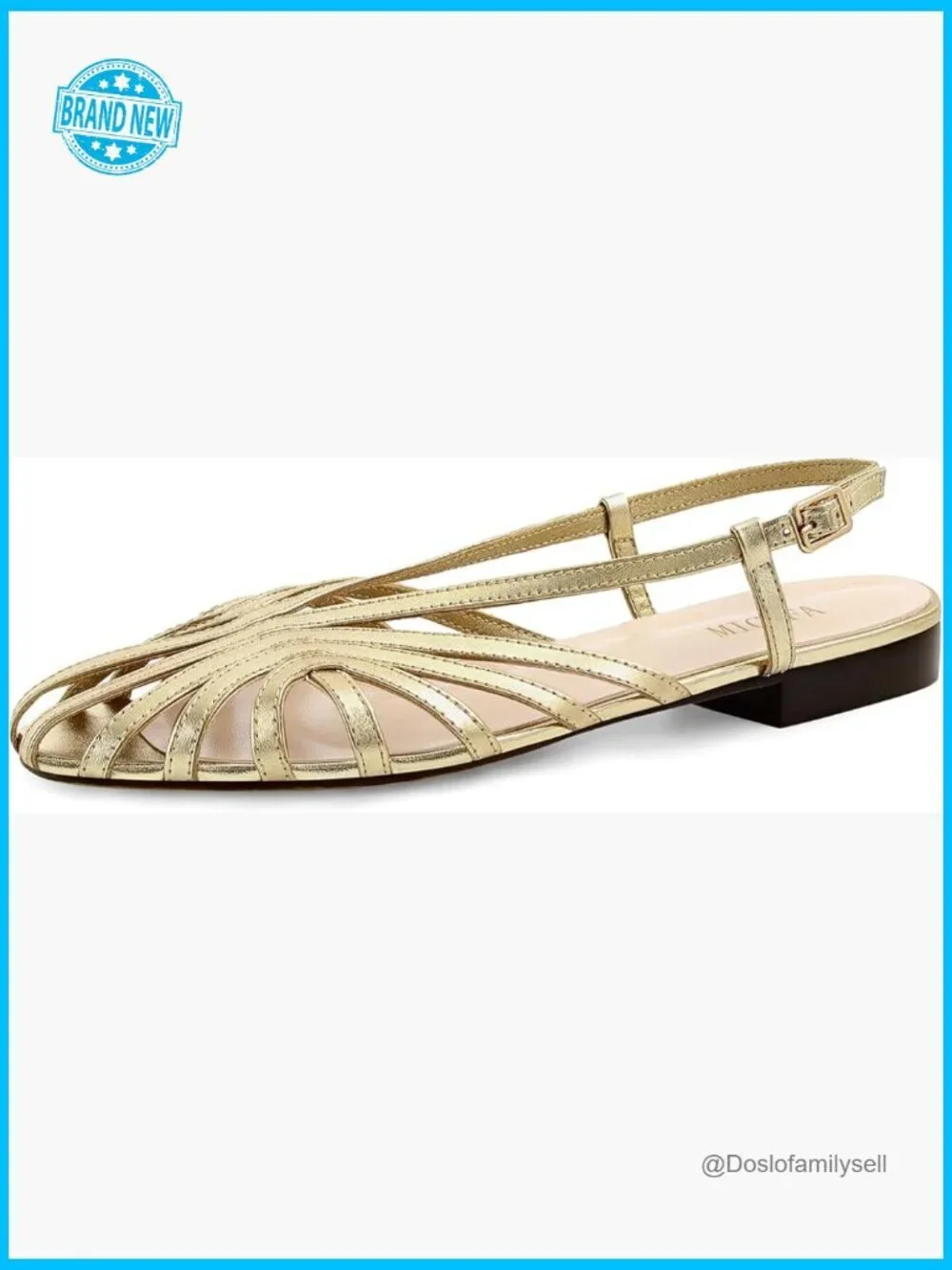 Slingback Flat Sandals Round Toe Low Heel Buckle Strap Slip On Chic Summer